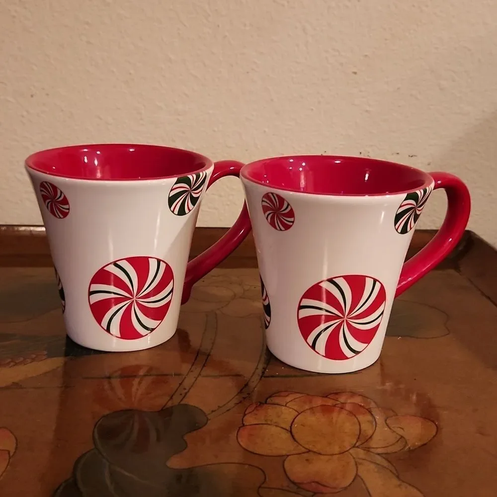 Pier 1 Imports Candy Cane Cup Mug 10oz. Set of 2
